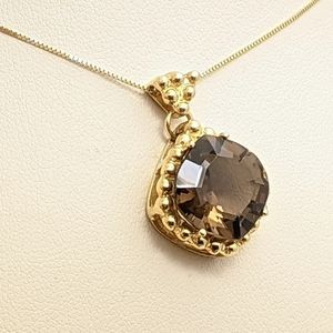 Final Sale! Beautiful Smoky Topaz 14K Yellow Gold Pendant